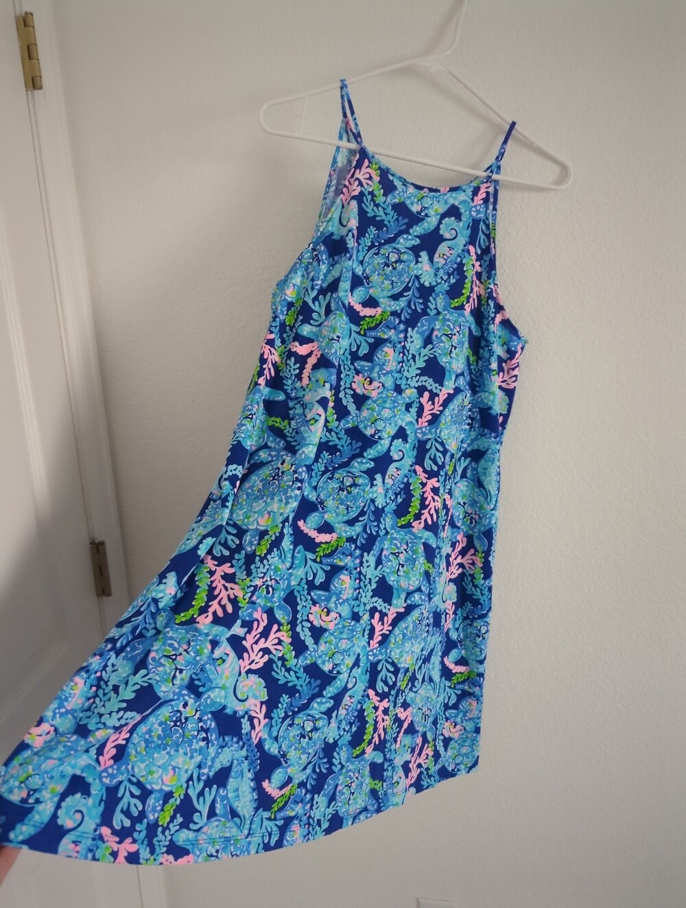 Lilly Pulitzer Margot Swing Dress Medium Corsica Blue Turtle Villa Pima Cotton